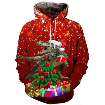 FUNSTUFFPRINT 3D Dinosaur Christmas Gifts All Over 3D Hoodie and Zip Hoodie