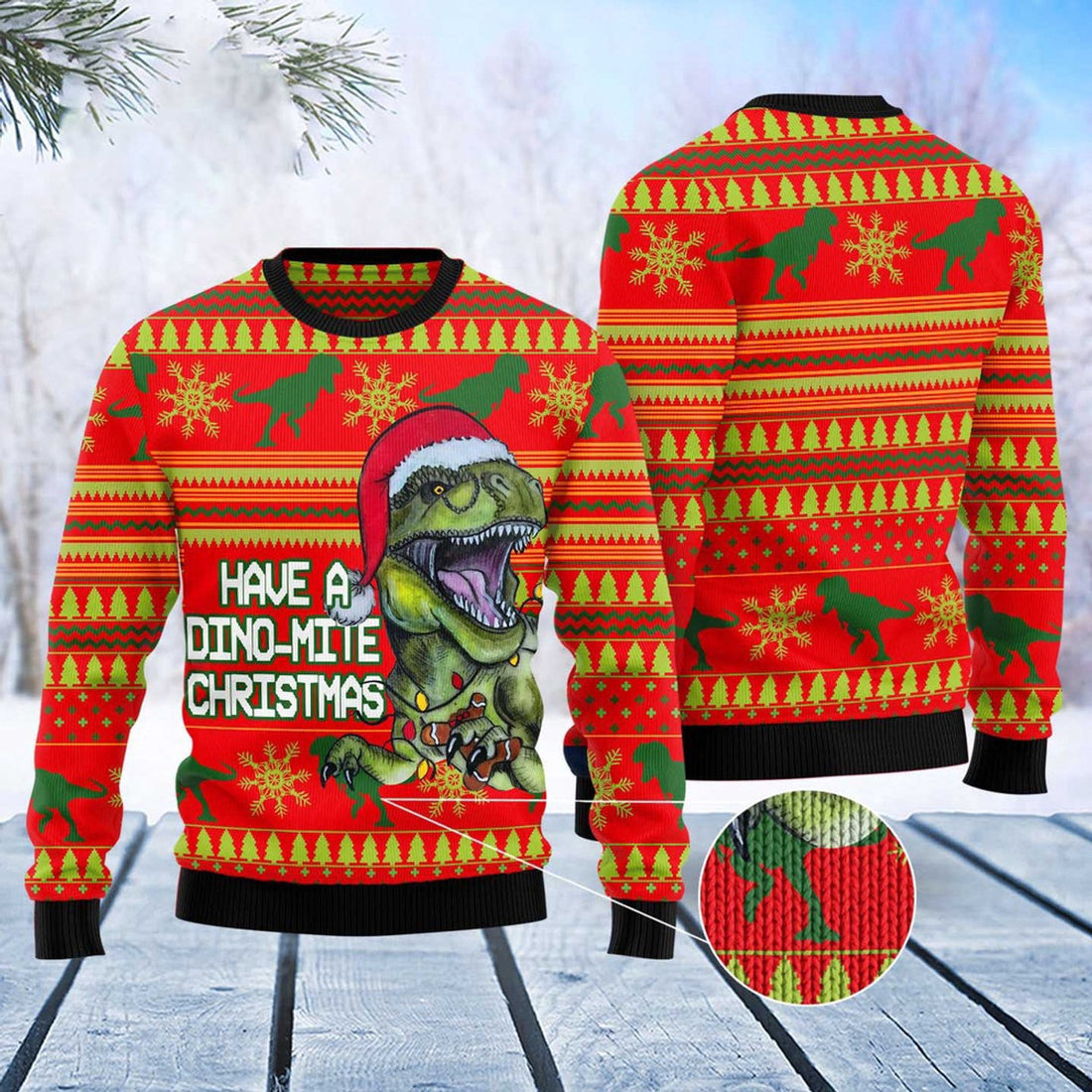 FUNSTUFFPRINT Dinosaur Funny Ugly Christmas Sweater, Christmas Sweater, Ugly Sweater, Funny Xmas Sweaters Ugly Sweater