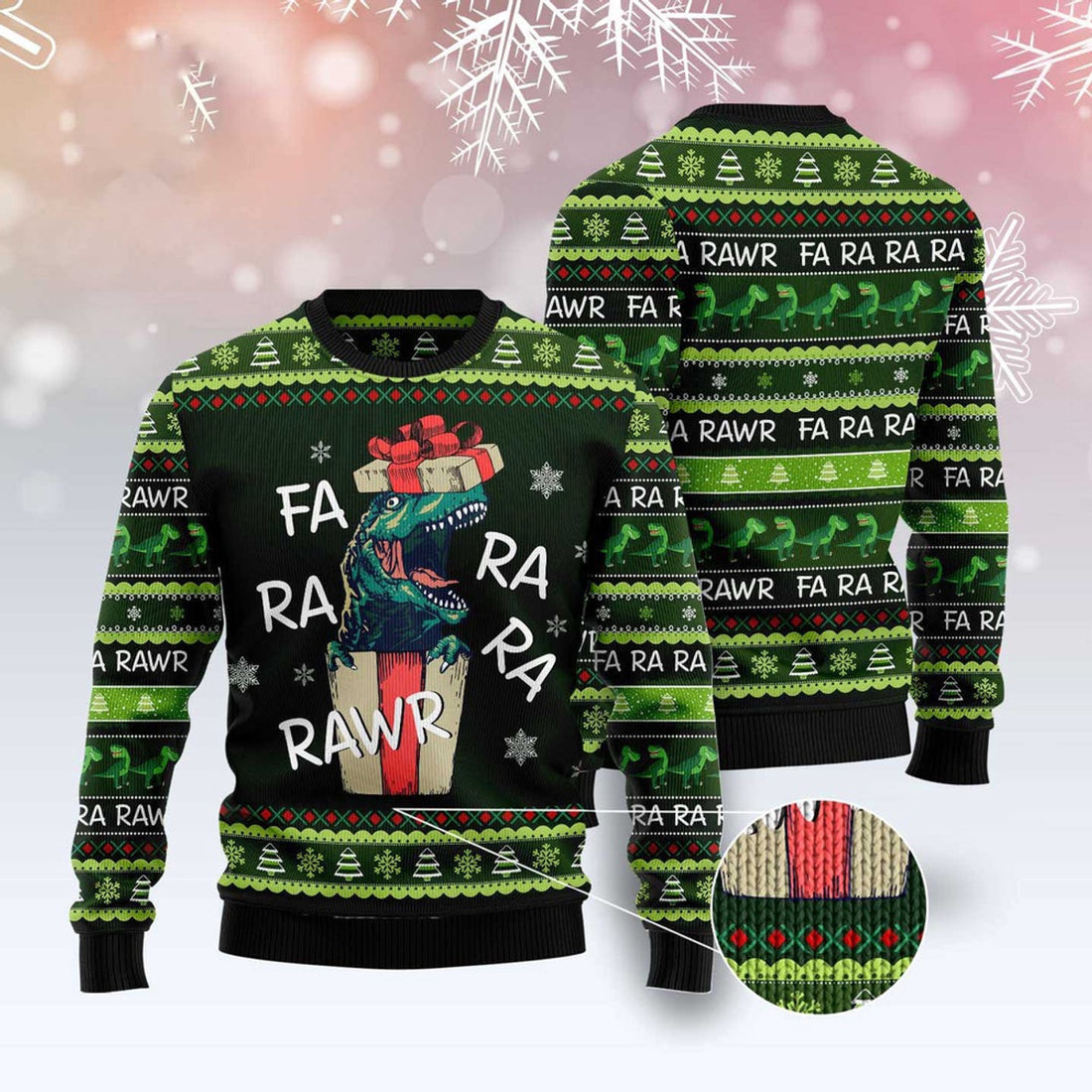 FUNSTUFFPRINT Dinosaur Gift Farararawr Ugly Christmas Sweater, Christmas Sweater, Ugly Sweater, Funny Xmas Sweaters Ugly Sweater