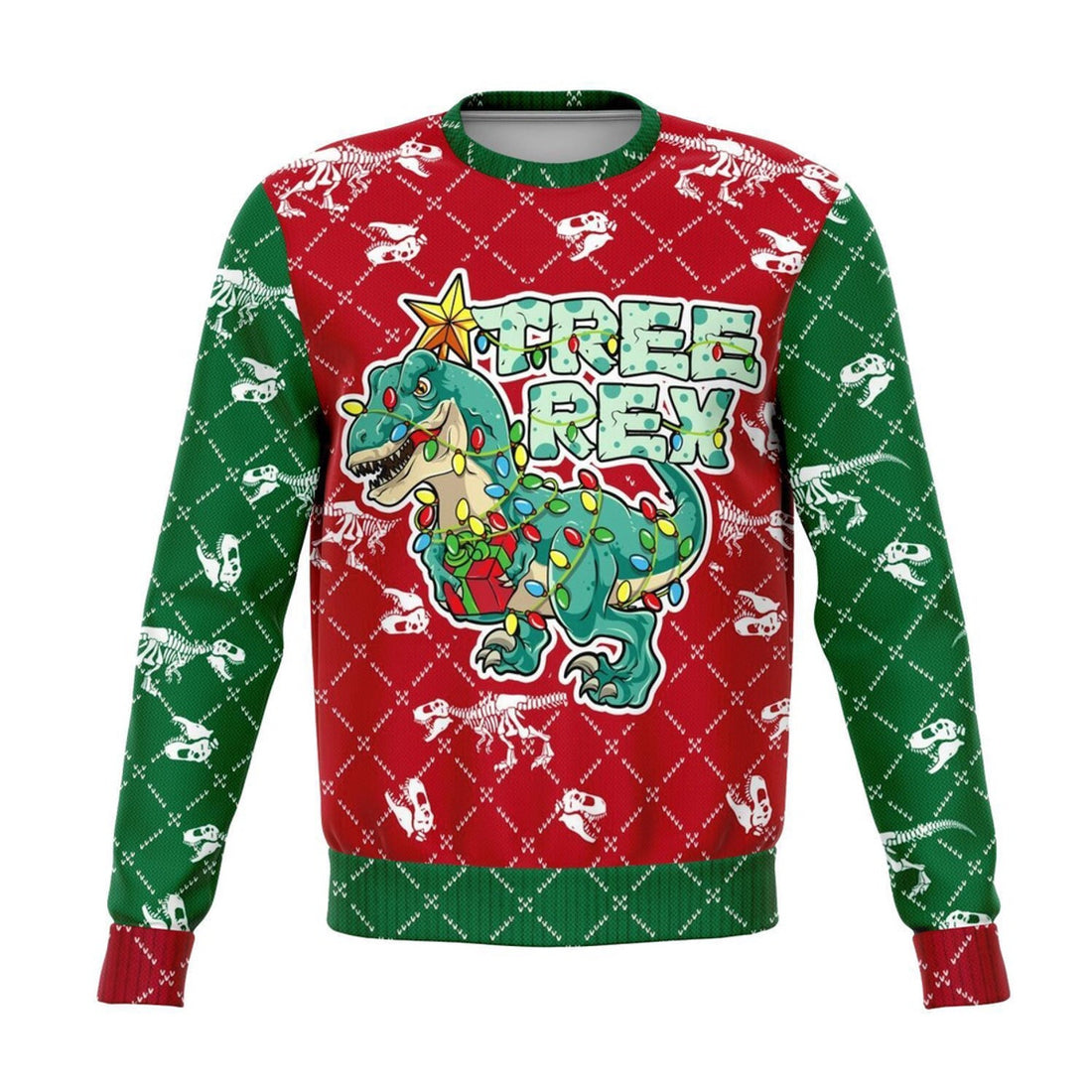 FUNSTUFFPRINT Dinosaur T-rex Christmas Ugly Sweater, Christmas Sweater, Ugly Sweater, Funny Xmas Sweaters Ugly Sweater