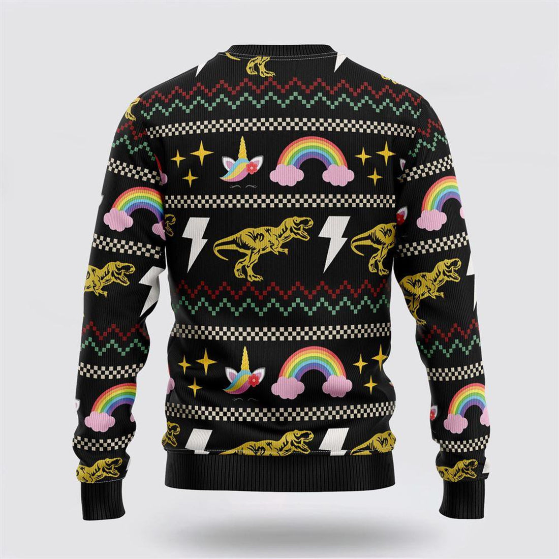 FUNSTUFFPRINT Dinosaur Unicorn Ride Hard Ugly Christmas Sweater – Best Gift For Christmas Ugly  Sweater