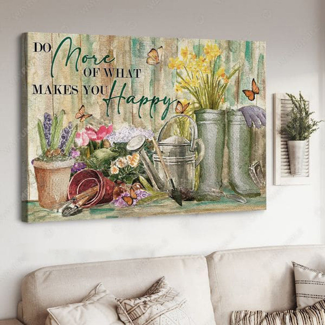 Do More Of What Makes You Happy, Butterfly Flower, Gardening Lover, Garden Poster Poster and Canvas
