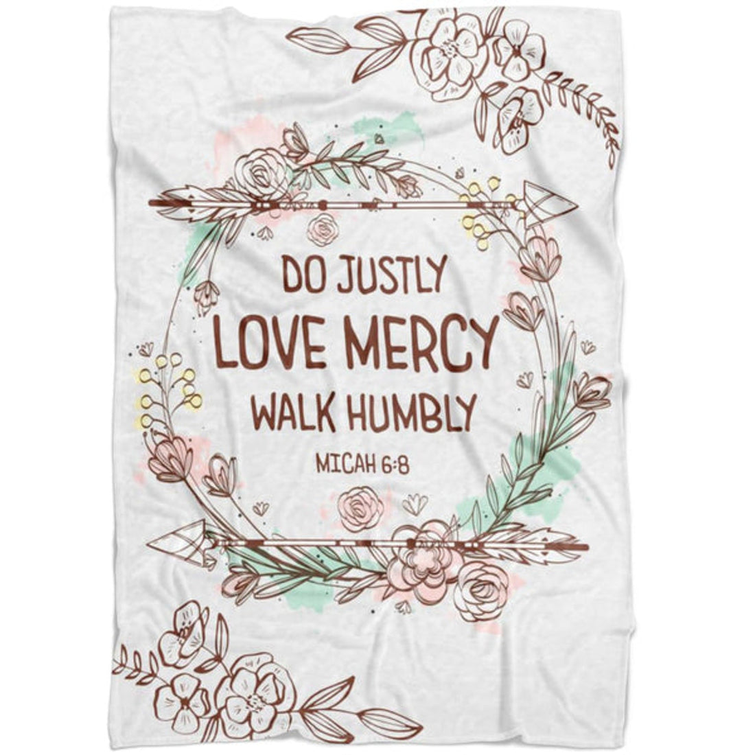 FUNSTUFFPRINT Do Justly Love Mercy Walk Humbly Micah 6 8 Fleece Blanket - Christian Blanket - Bible Verse Blanket