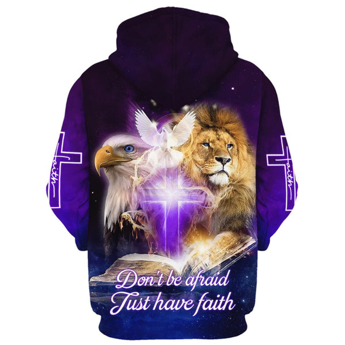 FUNSTUFFPRINT 3D Do Not Be Afraid Just Have Faith Hoodies Eagle Lion Dove Jesus Cross 3D Hoodie and Zip Hoodie