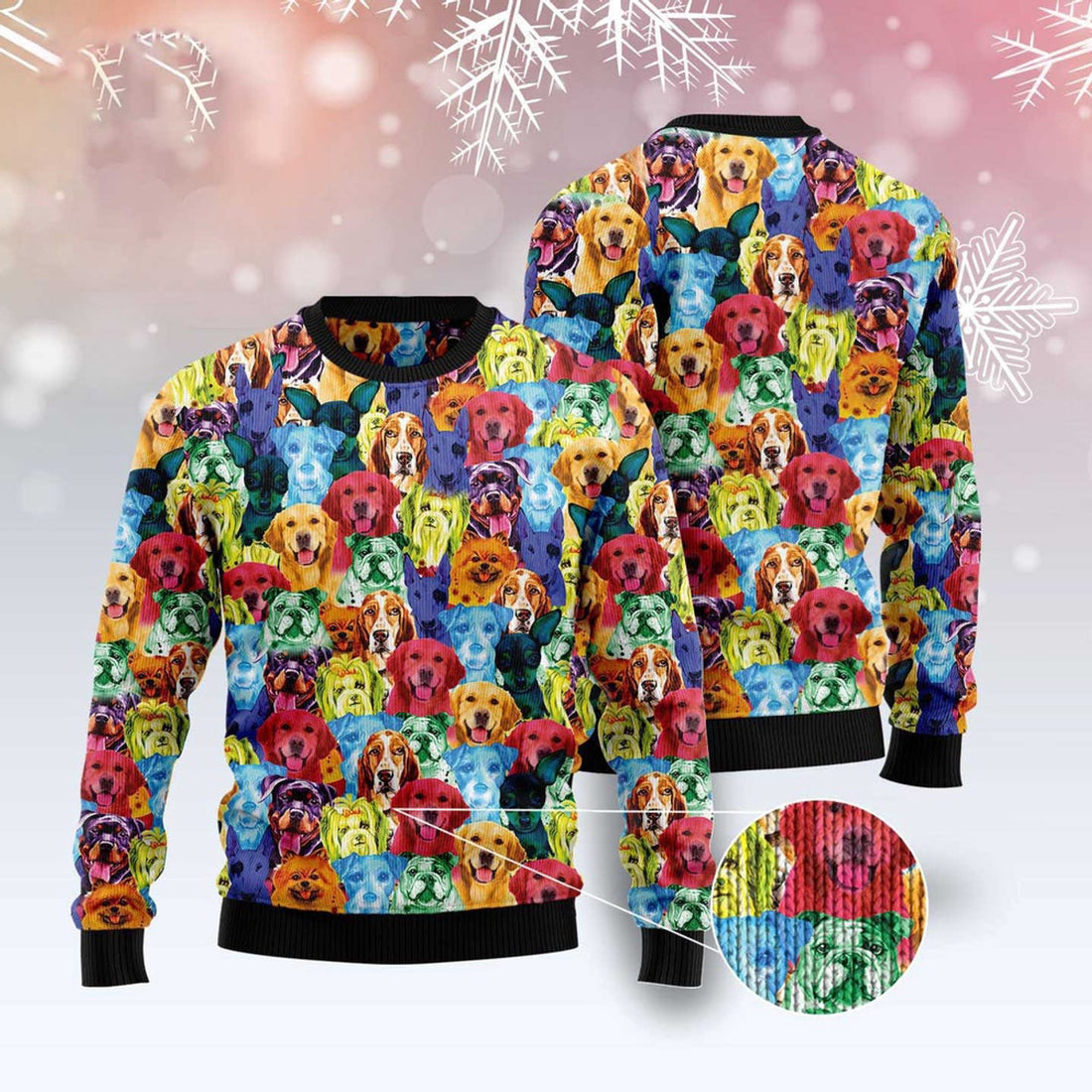 FUNSTUFFPRINT Dog Colorful Ugly Christmas Sweater, Dog Ugly Christmas Sweater, Ugly Dog Sweaters Ugly  Sweater