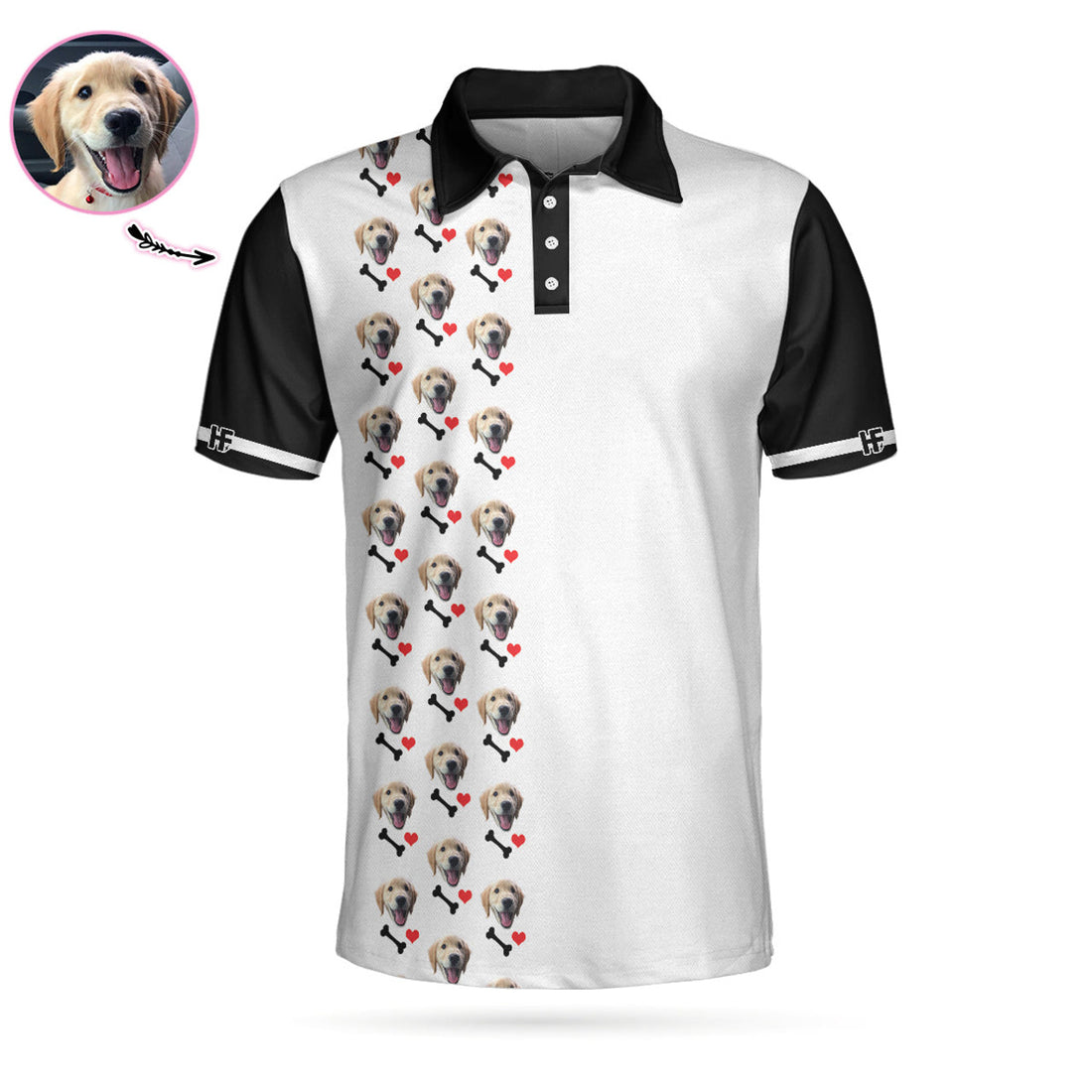 Dog Heart And Bone Custom Polo Shirt, Personalized Dog Polo Shirt, Gift For Dog Lovers, Polo Shirt Gift For Men