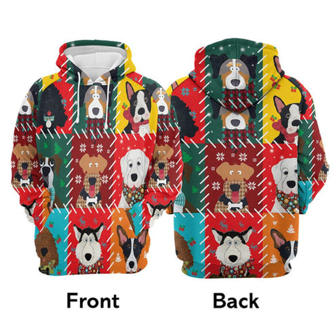 FUNSTUFFPRINT 3D Dog Lover Christmas All Over 3D Hoodie and Zip Hoodie