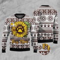 FUNSTUFFPRINT Dog Mom Sunflower Ugly Christmas Sweater, Dog Ugly Christmas Sweater, Ugly Dog Sweaters Ugly  Sweater