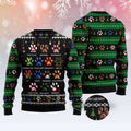 FUNSTUFFPRINT Dog Pawprint Ugly Christmas Sweater, Dog Ugly Christmas Sweater, Ugly Dog Sweaters Ugly  Sweater