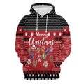FUNSTUFFPRINT 3D Dog Paws Merry Christmas All Over 3D Hoodie and Zip Hoodie