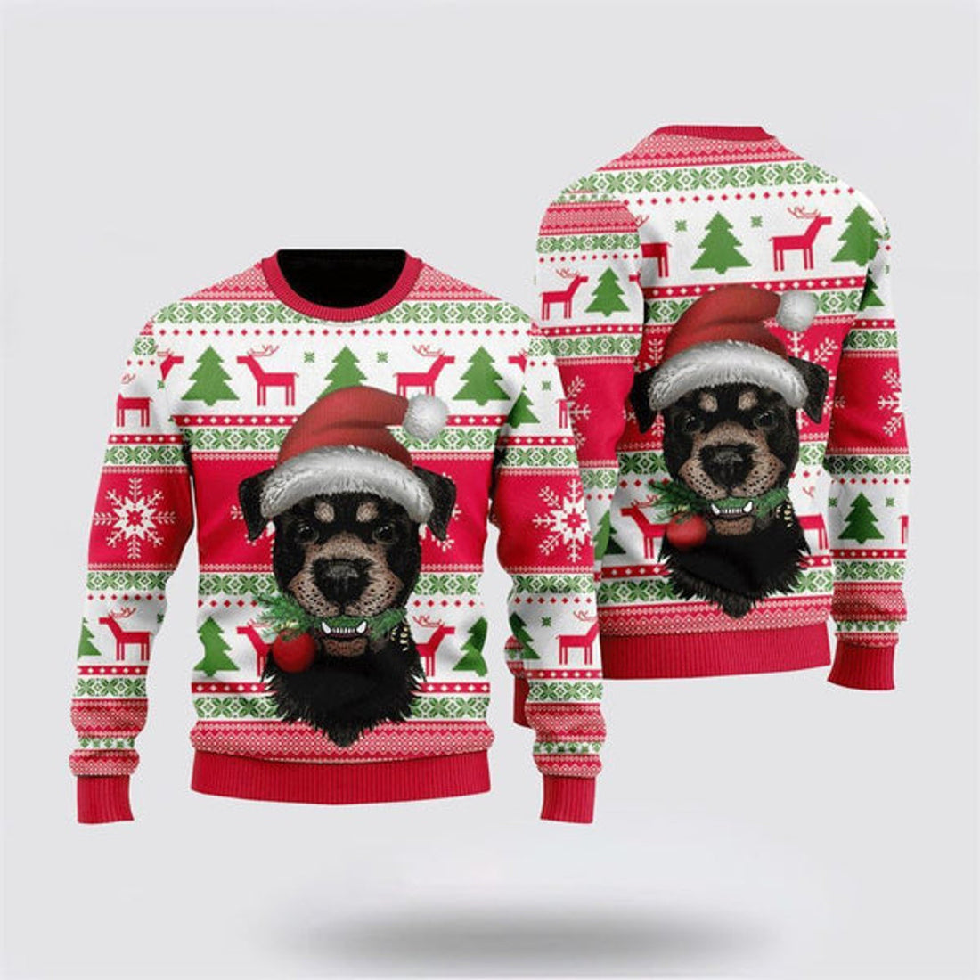 FUNSTUFFPRINT Dog Santas Hat Holiday Ugly Christmas Sweater For Men And Women, Gift For Christmas, Best Winter Christmas Outfit Ugly  Sweater