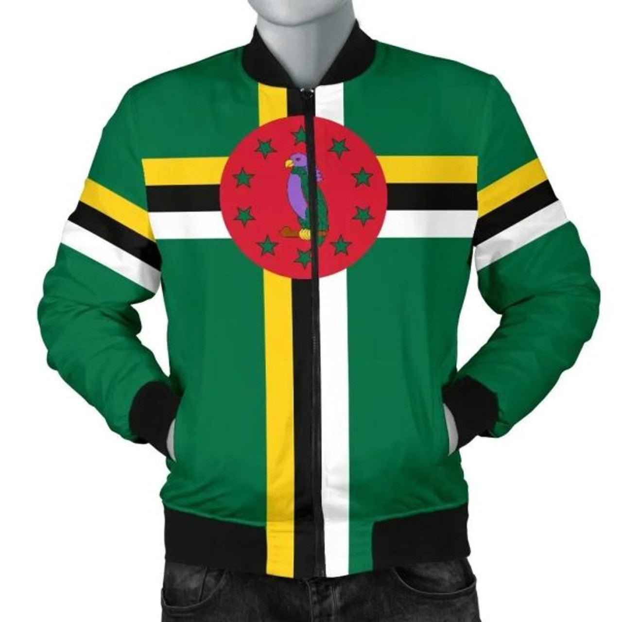 FUNSTUFFPRINT Dominica Flag Men's 3D Bomber Jacket