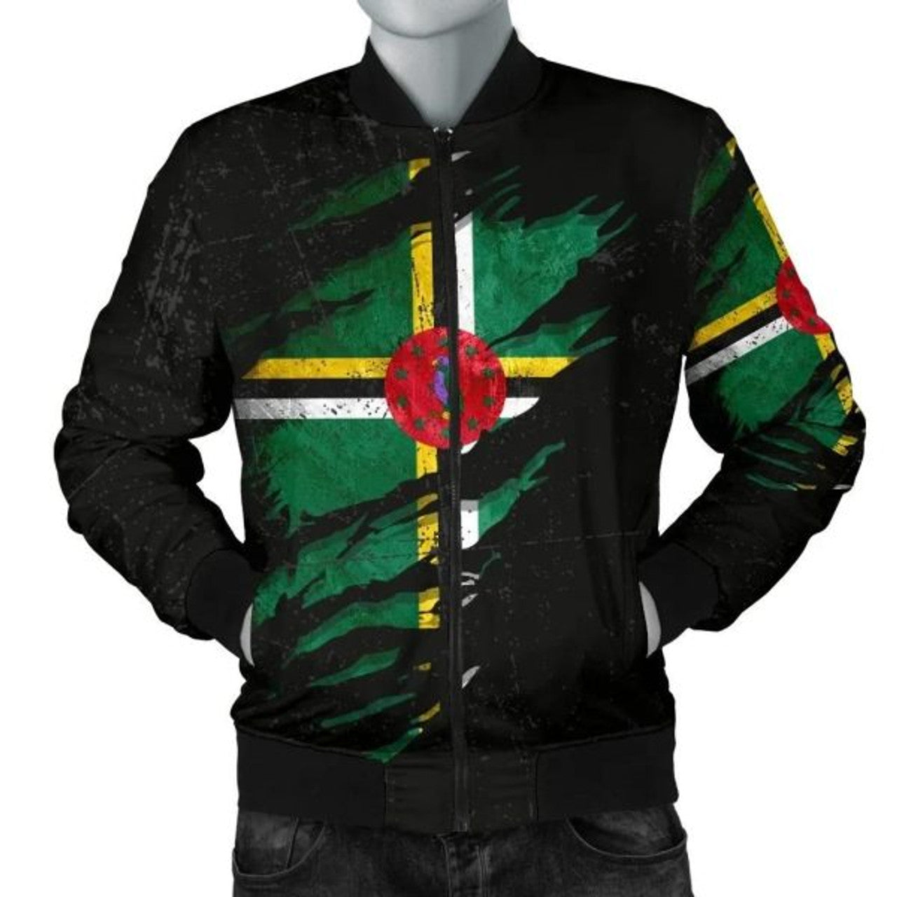 FUNSTUFFPRINT Dominica In Me Men's Bomber Jacket - Special Grunge Style 3D Bomber Jacket