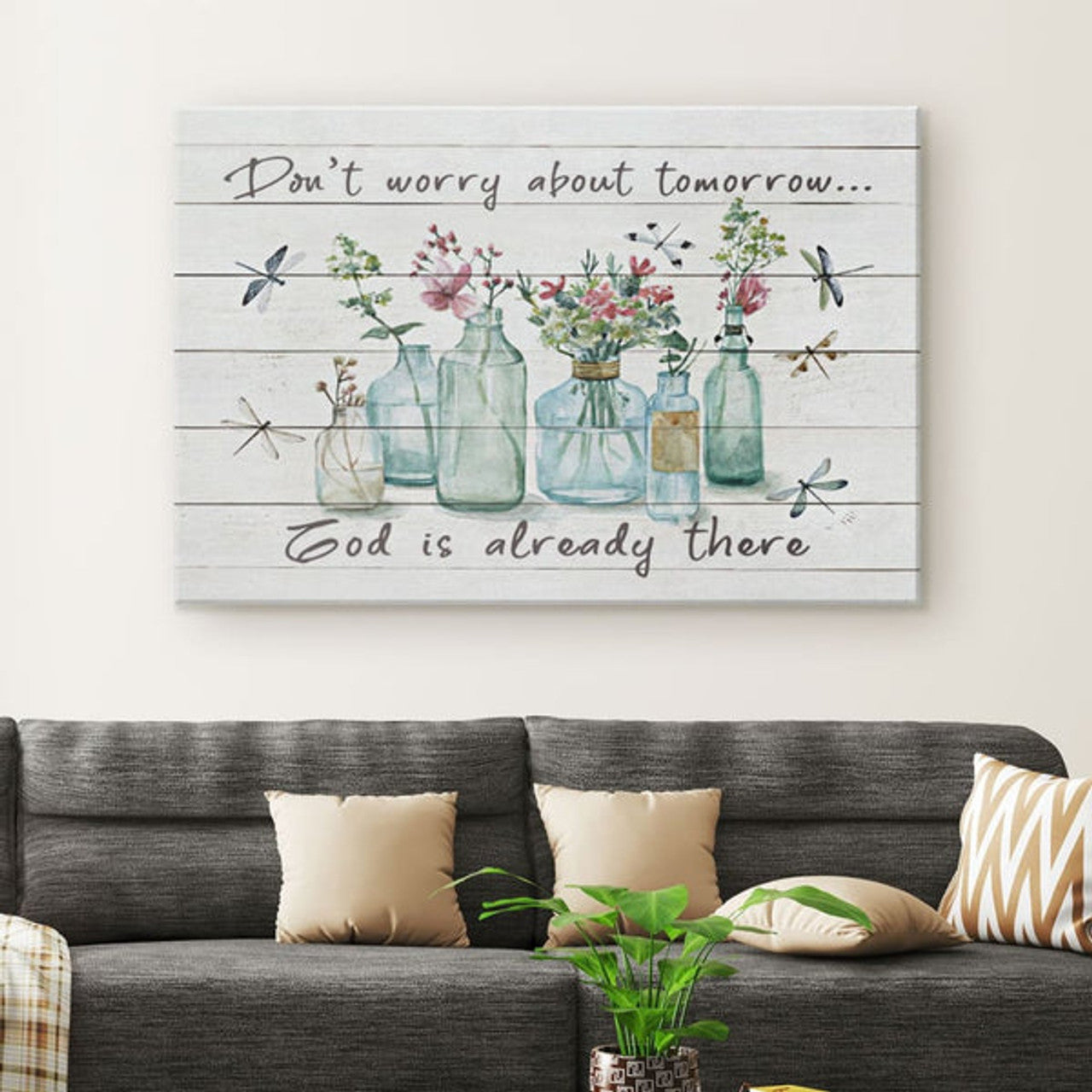 Don't Worry About Tomorrow Canvas Wall Art - Religious Wall Decor
