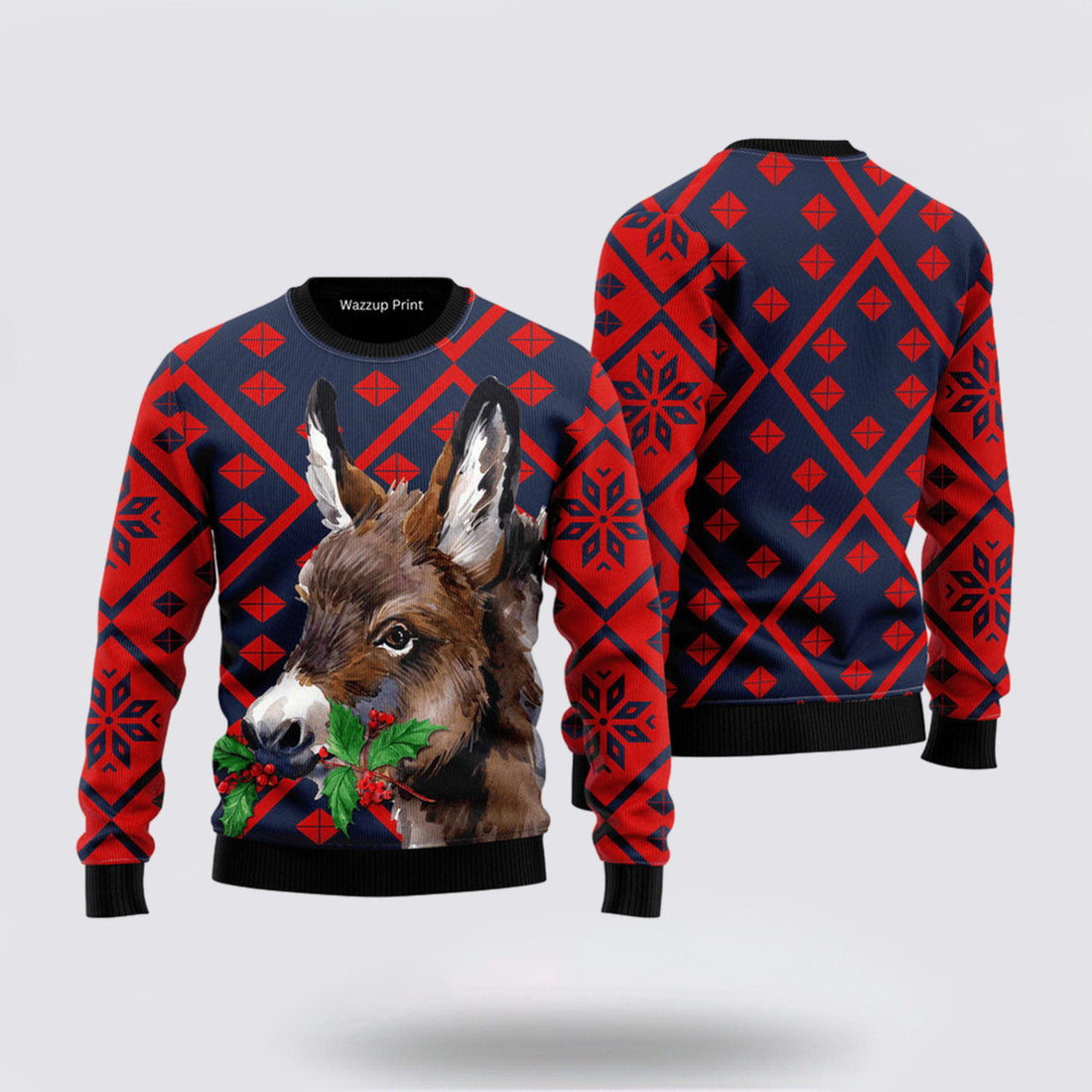 FUNSTUFFPRINT Donkey Cute Funny Ugly Christmas Sweaters – Sweater Gifts For Pet Lover Ugly  Sweater