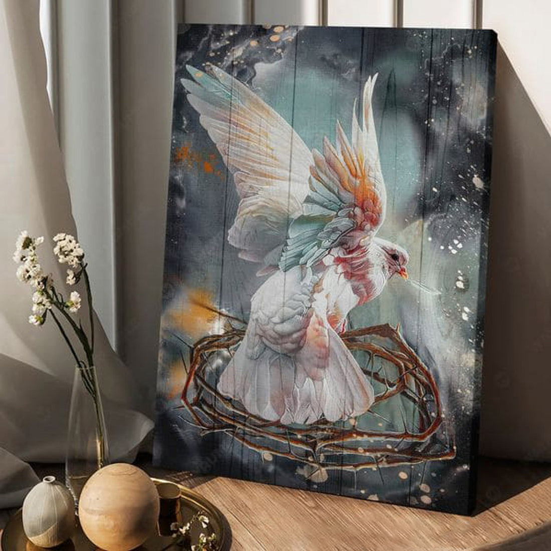 Dove And Jesus Crown, Poster Decor, Jesus Poster, God Decor Poster and Canvas