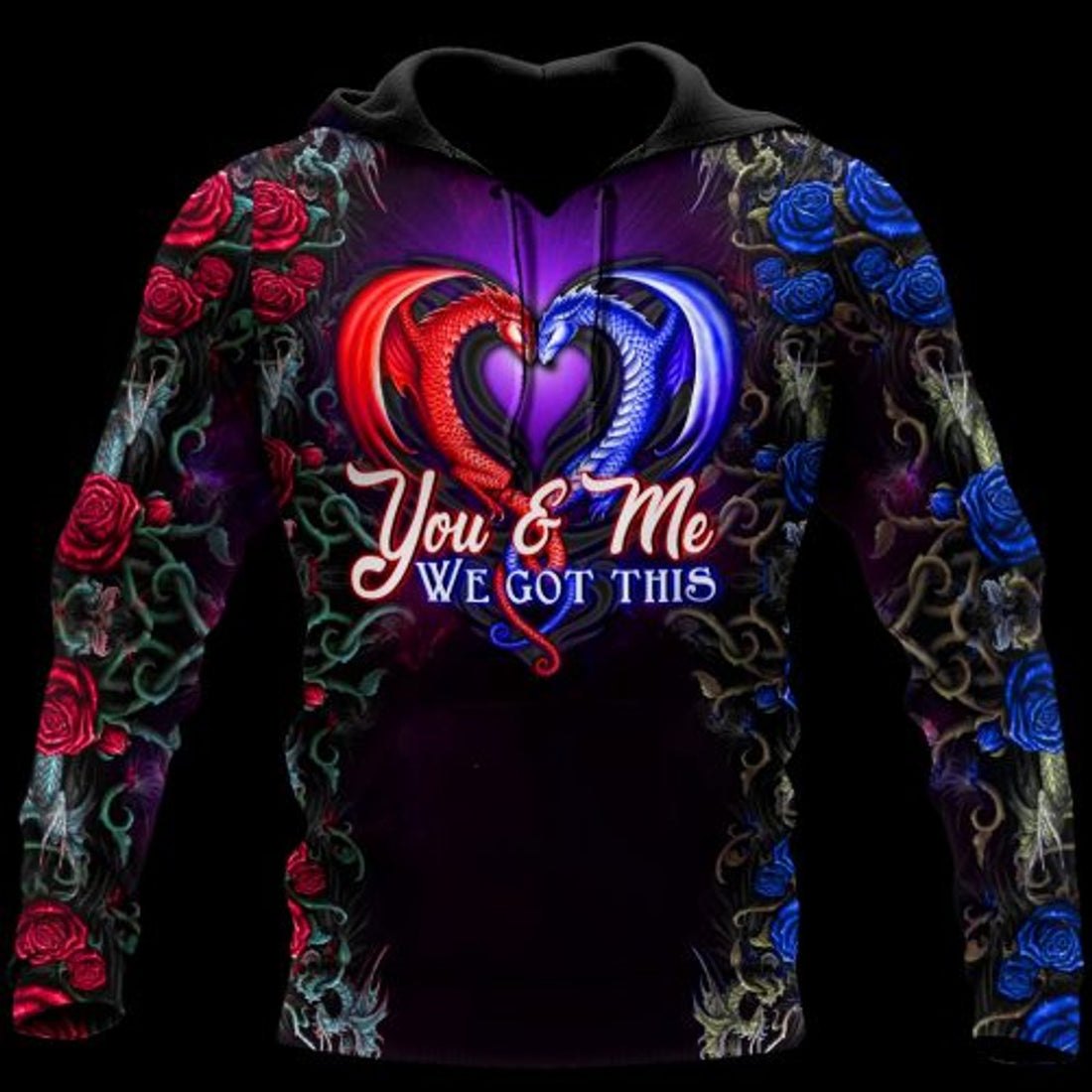 FUNSTUFFPRINT Dragon Couple 3D All Over Hoodie You And Me We Got This 3D Hoodie and Zip Hoodie