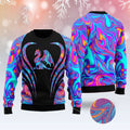 FUNSTUFFPRINT Dragon Color Ugly Christmas Sweater, Christmas Sweater, Ugly Sweater, Funny Xmas Sweaters Ugly Sweater