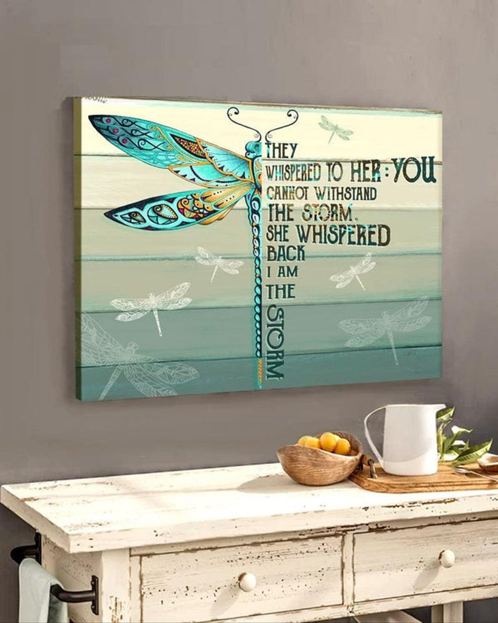 Dragonfly I Am The Storm She Whispered Wall Art Canvas Canvas Wall Art - Christian Poster - Religious Wall Decor