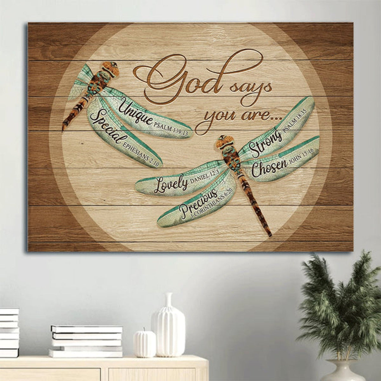 Dragonfly Painting Canvas God Says You Are Canvas Wall Art - Christian Wall Decor