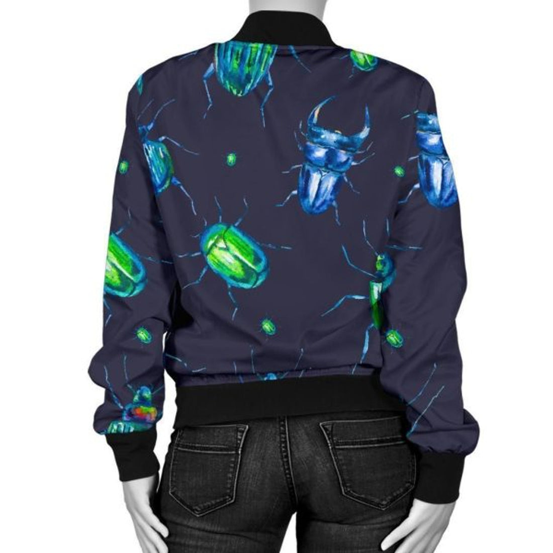 FUNSTUFFPRINT Drawing Bug Pattern Print Women Casual 3D Bomber Jacket