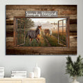 Dream Horses Green Meadow Land Countryside Painting Canvas Simply Blessed Canvas Wall Art - Christian Wall Decor