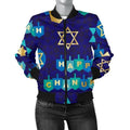 FUNSTUFFPRINT Dreidel Print Pattern Women Casual 3D Bomber Jacket