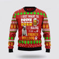 FUNSTUFFPRINT Drink Beer With French Bulldog Ugly Christmas Sweater – Pet Lover Christmas Sweater Ugly  Sweater