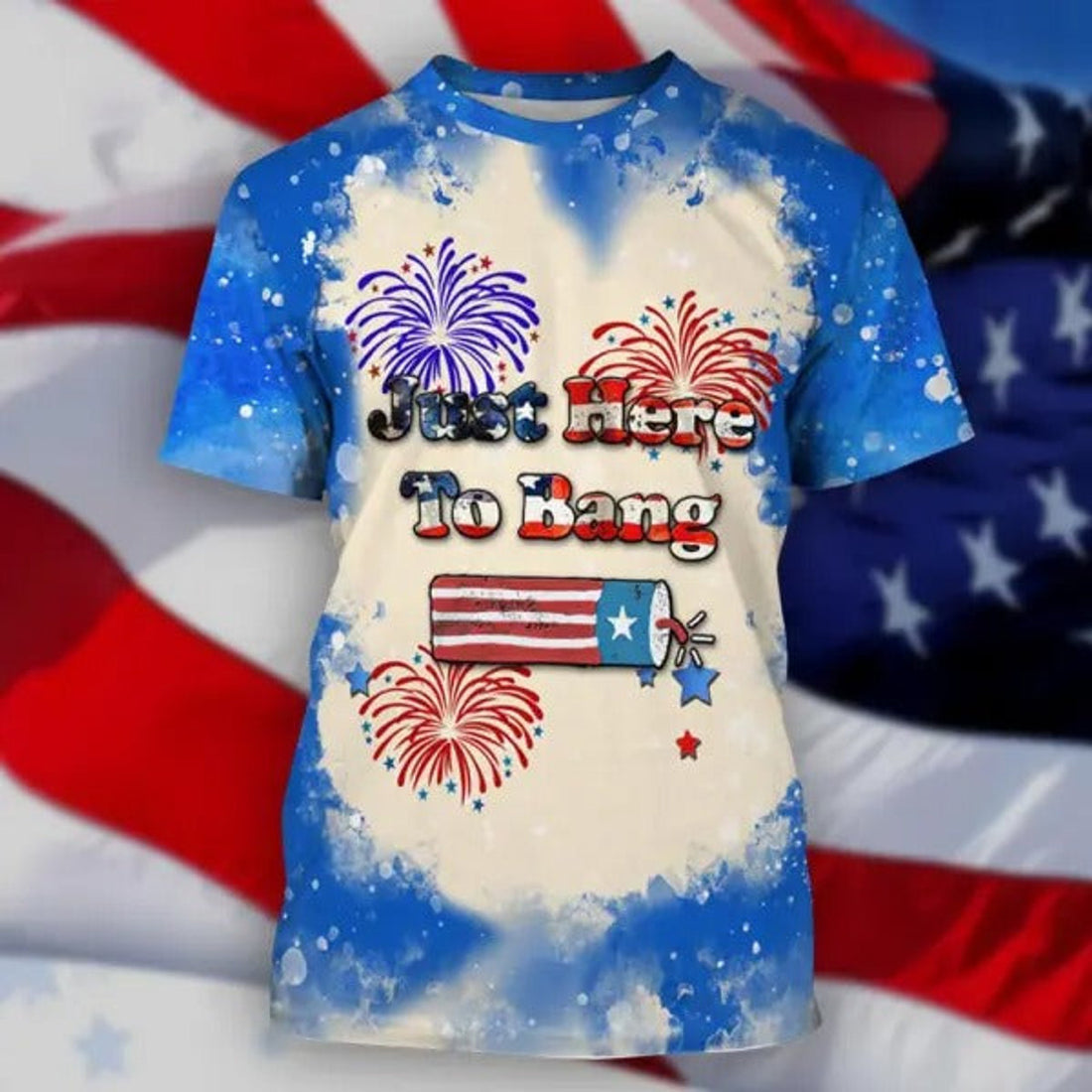 FUNSTUFFPRINT Independence Day American Flag Bleach 3D All Over Printed T-Shirt Hoodie 3D T-shirt