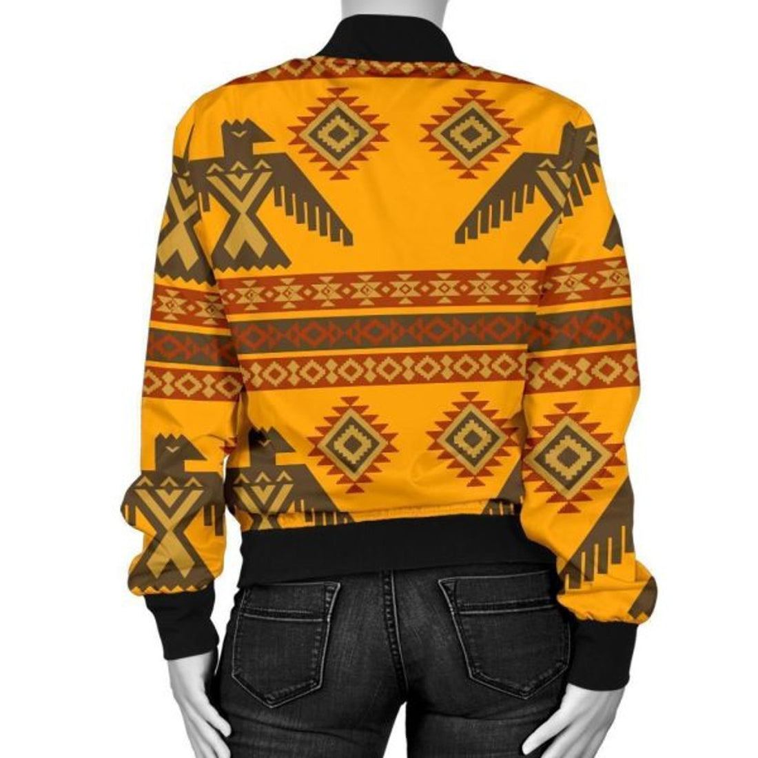 FUNSTUFFPRINT Eagle Aztec Pattern Print Women Casual 3D Bomber Jacket