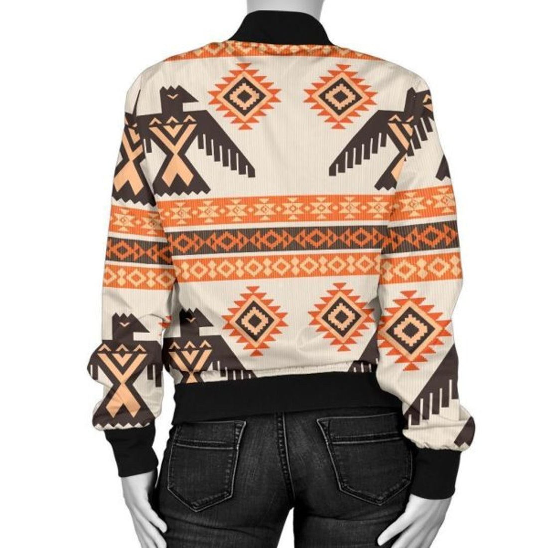 FUNSTUFFPRINT Eagle Aztec Print Pattern Women Casual 3D Bomber Jacket