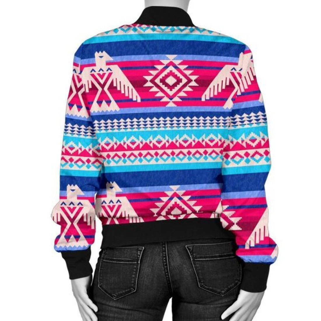 FUNSTUFFPRINT Eagle Native American Print Pattern Women Casual 3D Bomber Jacket