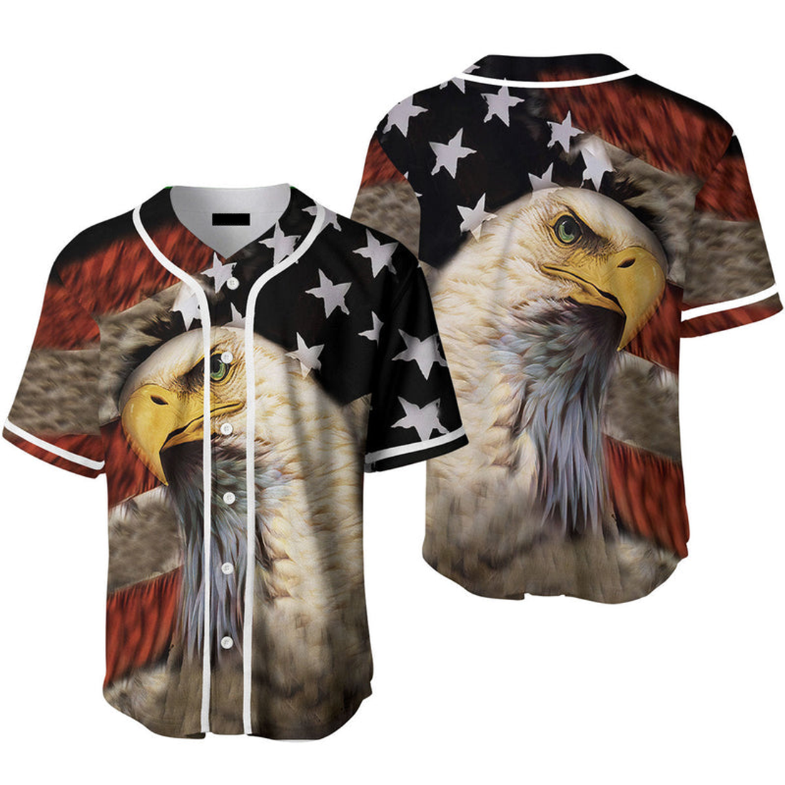American Flag Bald Eagle Baseball Jersey, Idea Gift for Men & Women