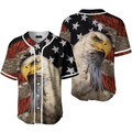 American Flag Bald Eagle Baseball Jersey, Idea Gift for Men & Women