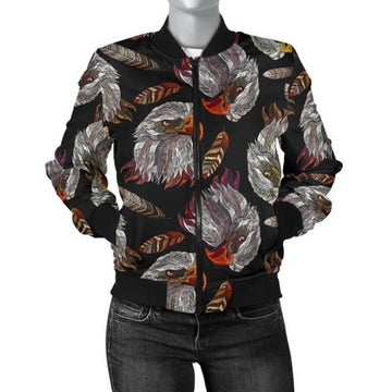 FUNSTUFFPRINT Eagle Pattern Print Women Casual 3D Bomber Jacket