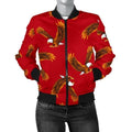 FUNSTUFFPRINT Eagle Red Pattern Print Women Casual 3D Bomber Jacket