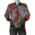 FUNSTUFFPRINT Eagle Rose Pattern Print Women Casual 3D Bomber Jacket