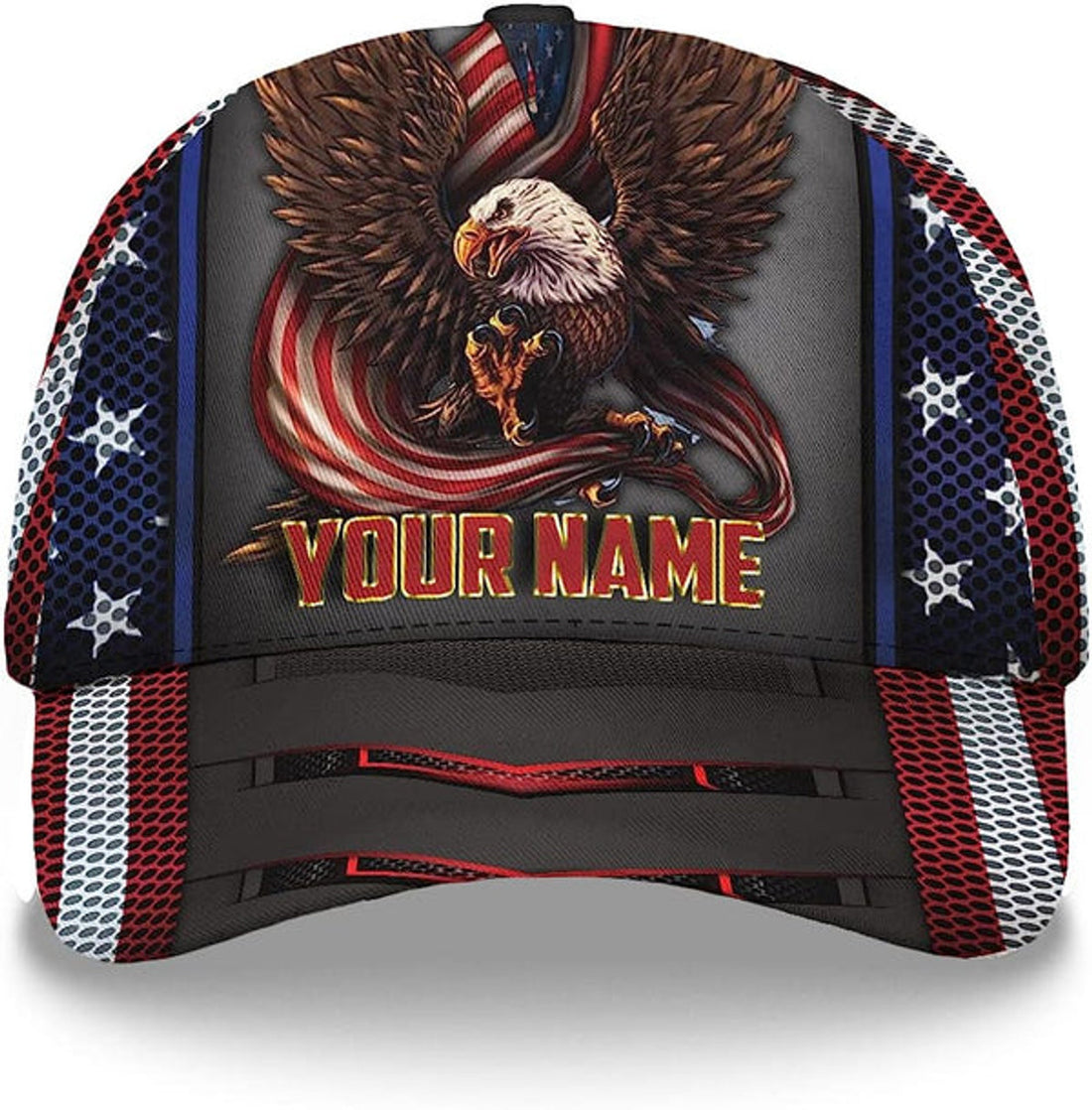 FUNSTUFFPRINT Custom Eagle Ameriacan Custom Name Baseball Cap - Christian Hats for Men and Women