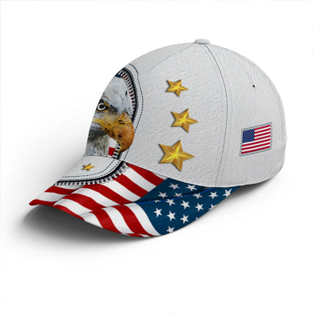 FUNSTUFFPRINT Eagle And US Flag Baseball Cap