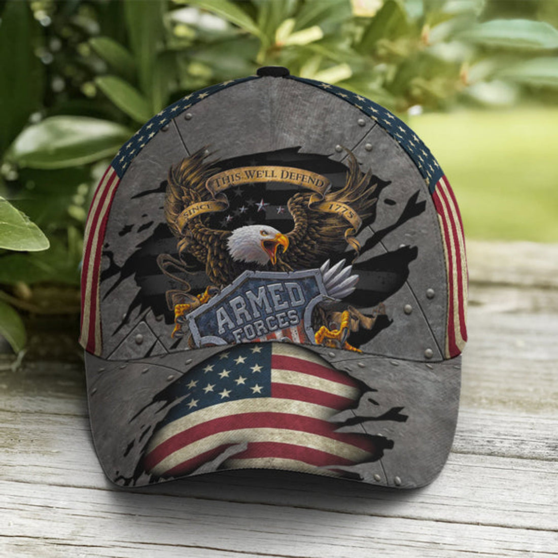 FUNSTUFFPRINT Eagle Armed Force US Flag Baseball Cap