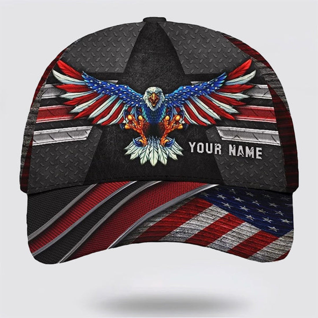 FUNSTUFFPRINT Eagle Custom Name Baseball Cap - Christian Hats for Men and Women