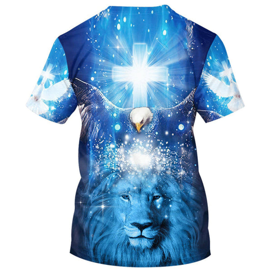 FUNSTUFFPRINT Eagle Jesus One Nation Under God Christian 3D T-shirt