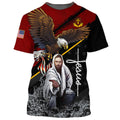 FUNSTUFFPRINT Eagle Jesus Reaching Hand America One Nation Under God 3D All Over Printed Shirt for Men and Women 3D T-shirt