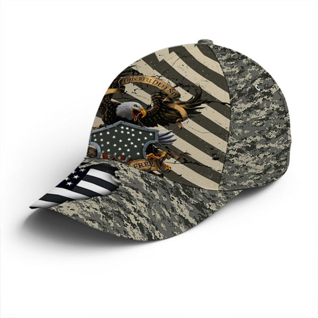 FUNSTUFFPRINT Eagle Veteran US Flag Camo Pattern Baseball Cap