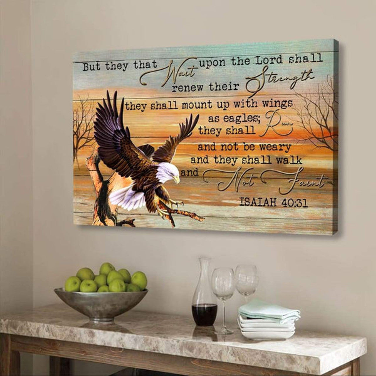 Eagle Wingspan, They That Wait Upon The Lord Isaiah 4031 Bible Verse Wall Art Canvas Print - Religious Wall Decor