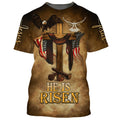 FUNSTUFFPRINT Easter He Is Risen Eagle Dove Vintage Wooden Cross 3D All Over Printed Shirt for Men and Women 3D T-shirt