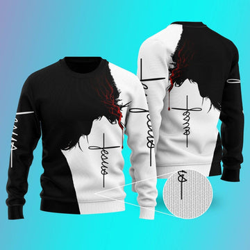 FUNSTUFFPRINT Easter Jesus Ugly Christmas Sweater For Men & Women - Best Gift For Christian - Christian Shirt Ugly  Sweater