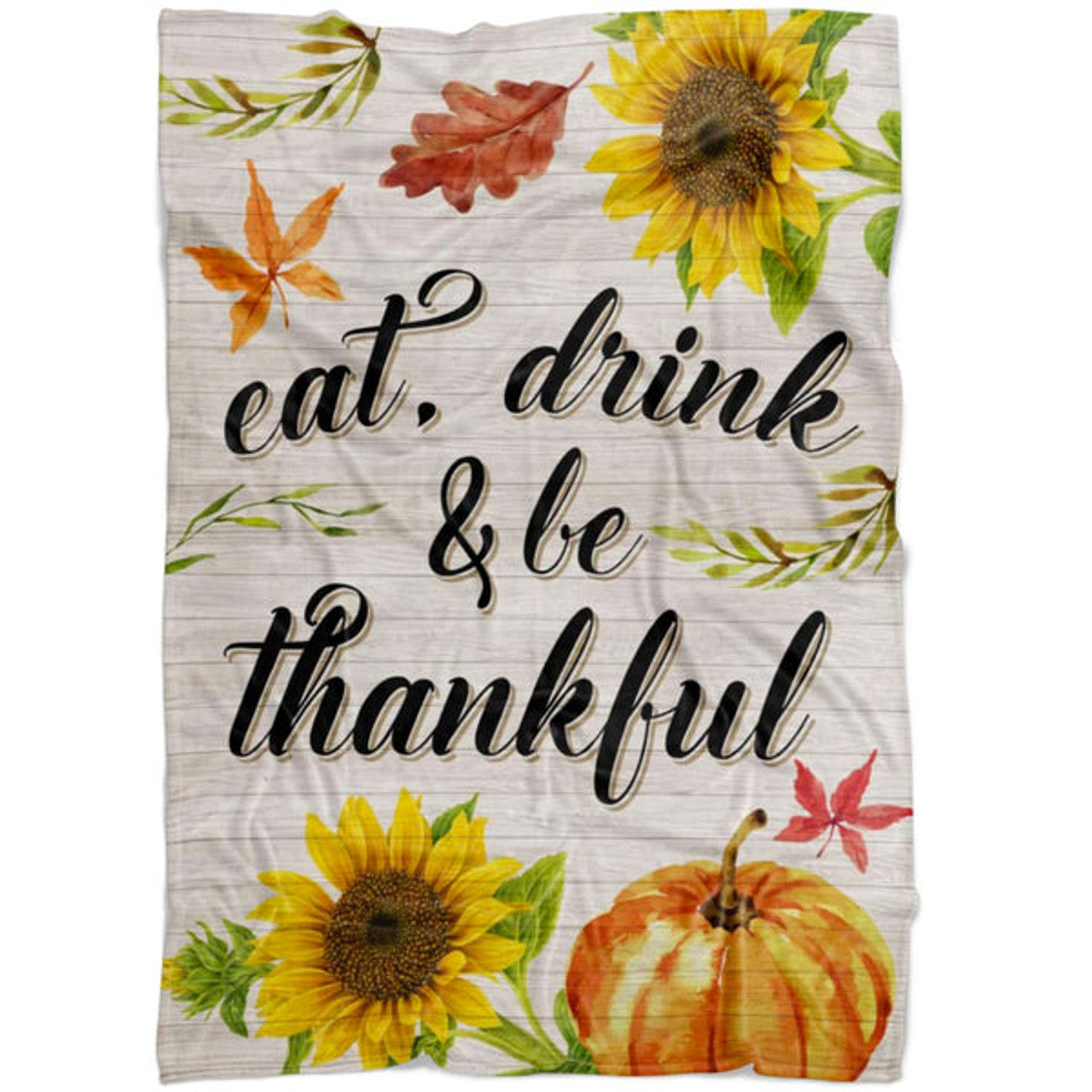 FUNSTUFFPRINT Eat Drink And Be Thankful Fleece Blanket - Christian Blanket - Bible Verse Blanket