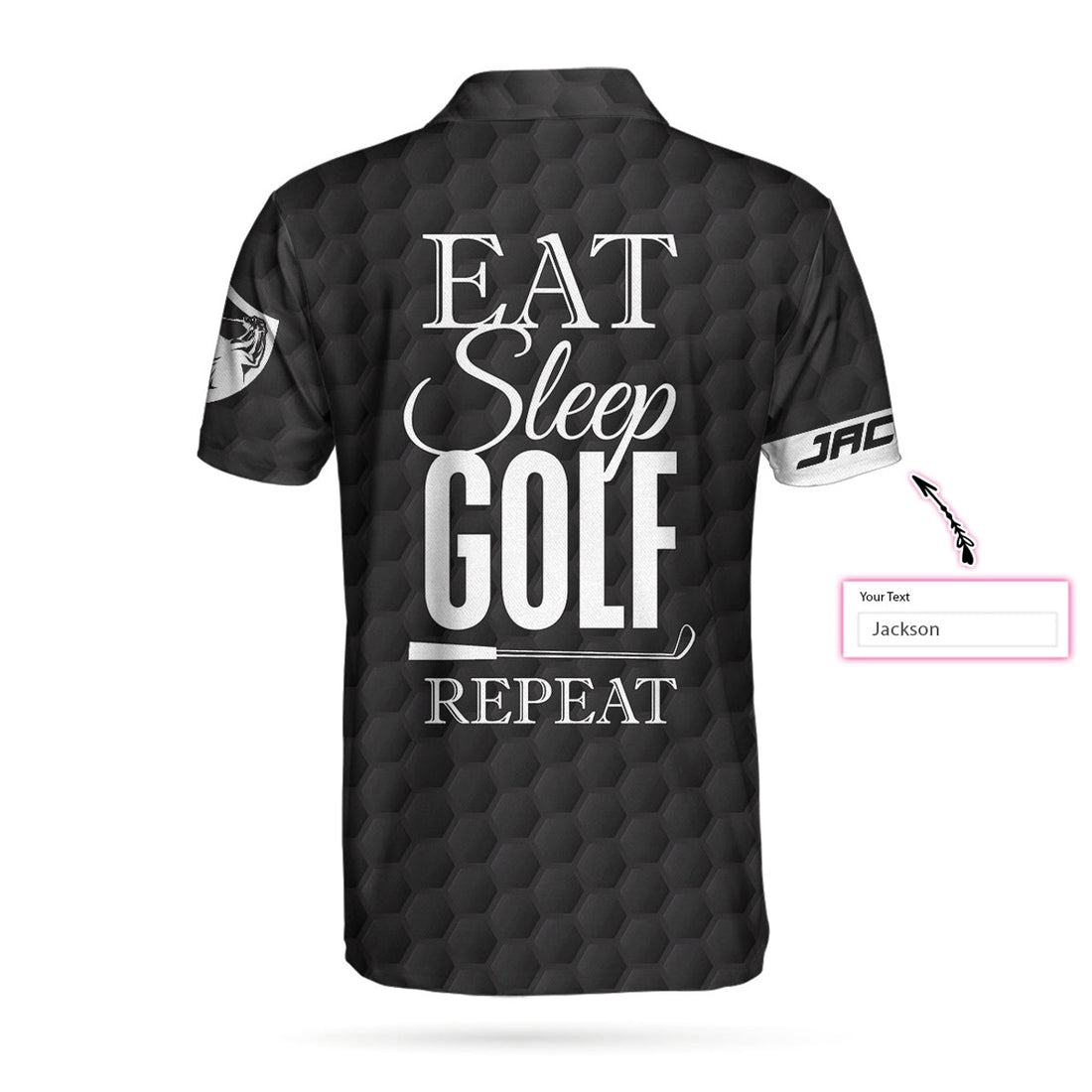 Custom Personalized Black American Flag Golf Men Polo Shirt, Eat Sleep Golf Repeat Custom Shirt For Men, Gift For Golfers