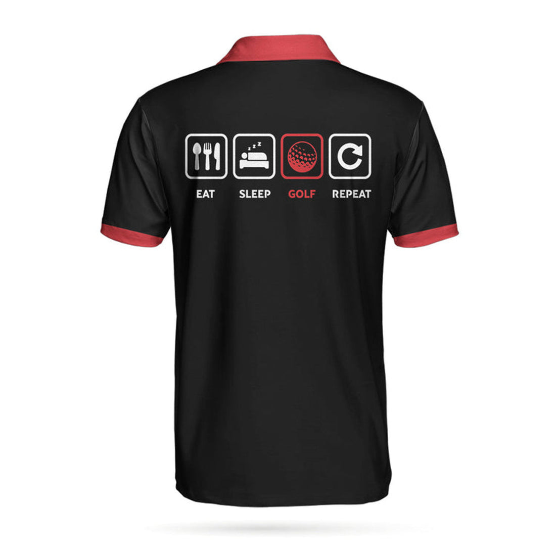 Eat Sleep Golf Repeat Polo Shirt, Short Sleeve Sporty Golfing Polo Shirt, Best Golf Shirt For Men